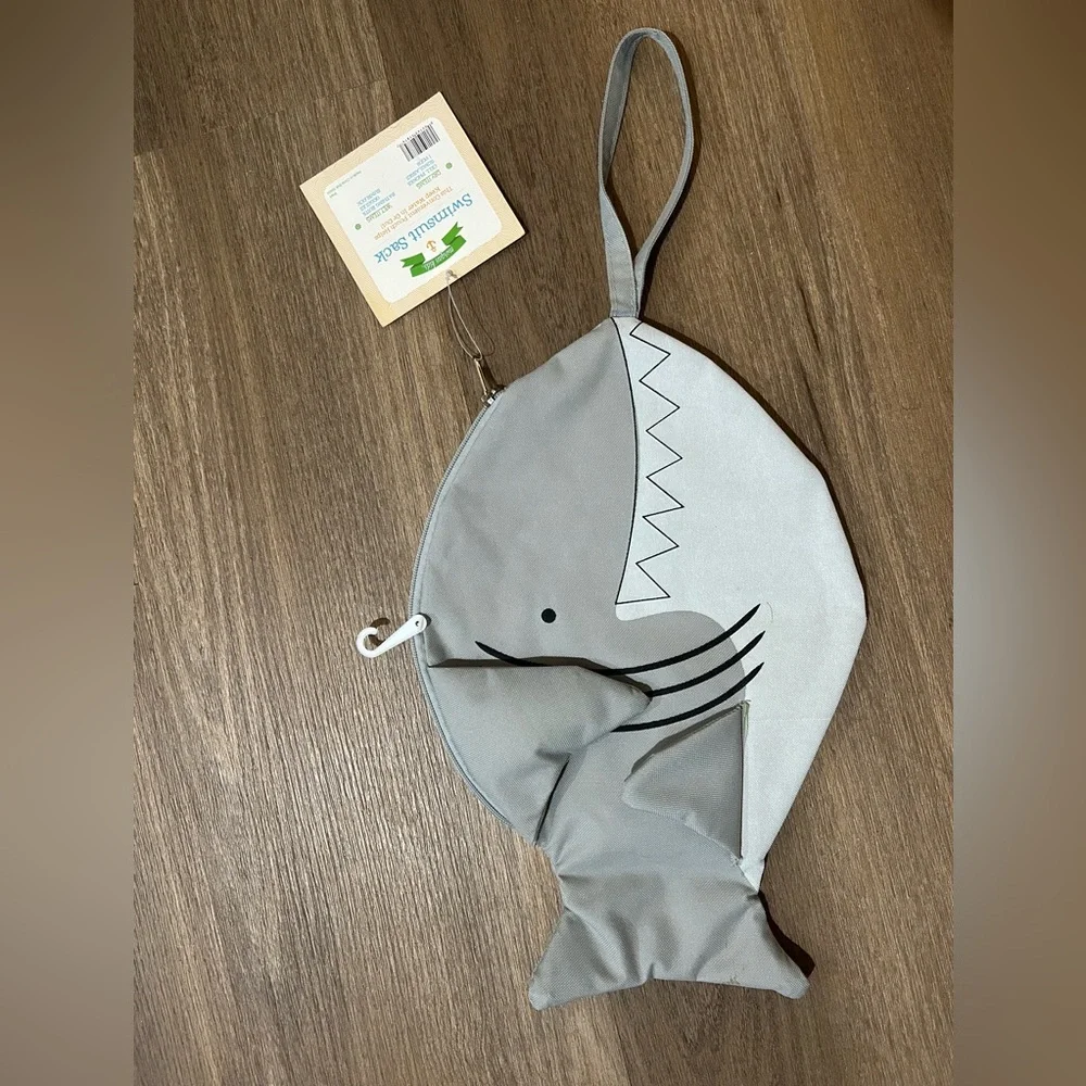 Kids Shark-Shaped Gray Beach Bag
